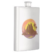 Abzeichen mit tropischer Vulkanlandschaft und Palm Flachmann (Rechts)