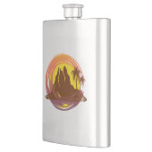 Abzeichen mit tropischer Vulkanlandschaft und Palm Flachmann (Links)