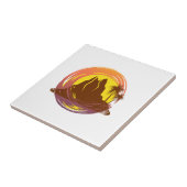 Abzeichen mit tropischer Vulkanlandschaft und Palm Fliese (Seite)