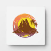 Abzeichen mit tropischer Vulkanlandschaft und Palm Fotoplatte (Vorderseite)
