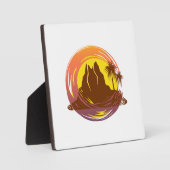 Abzeichen mit tropischer Vulkanlandschaft und Palm Fotoplatte (Vorderseite)