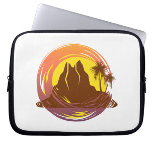 Abzeichen mit tropischer Vulkanlandschaft und Palm Laptopschutzhülle