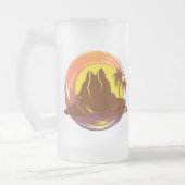 Abzeichen mit tropischer Vulkanlandschaft und Palm Mattglas Bierglas (Links)