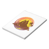 Abzeichen mit tropischer Vulkanlandschaft und Palm Notizblock (Rotiert)