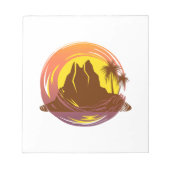 Abzeichen mit tropischer Vulkanlandschaft und Palm Notizblock (Vorderseite)