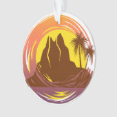 Abzeichen mit tropischer Vulkanlandschaft und Palm Ornament (Vorderseite)