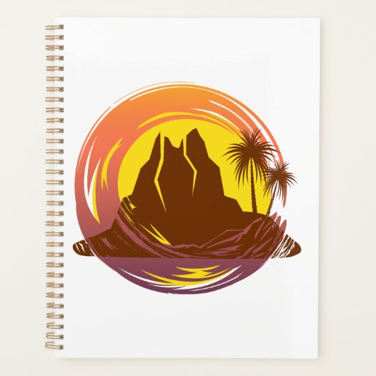 Abzeichen mit tropischer Vulkanlandschaft und Palm Planer (Vorderseite)
