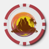 Abzeichen mit tropischer Vulkanlandschaft und Palm Pokerchips (Vorderseite)