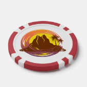 Abzeichen mit tropischer Vulkanlandschaft und Palm Pokerchips (Einzeln)