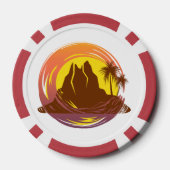 Abzeichen mit tropischer Vulkanlandschaft und Palm Pokerchips (Rückseite)