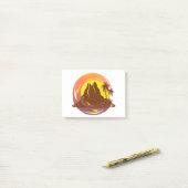Abzeichen mit tropischer Vulkanlandschaft und Palm Post-it Klebezettel (Auf Schreibtisch)
