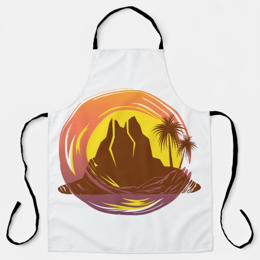 Abzeichen mit tropischer Vulkanlandschaft und Palm Schürze (Vorderseite)