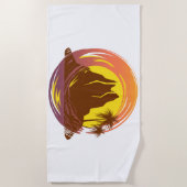 Abzeichen mit tropischer Vulkanlandschaft und Palm Strandtuch (Vorderseite)