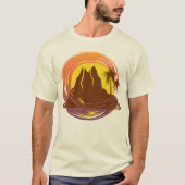 Abzeichen mit tropischer Vulkanlandschaft und Palm T-Shirt (Vorderseite)