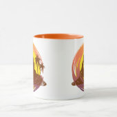 Abzeichen mit tropischer Vulkanlandschaft und Palm Tasse (Zentrum)