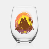 Abzeichen mit tropischer Vulkanlandschaft und Palm Weinglas Ohne Stiel (Rückseite)