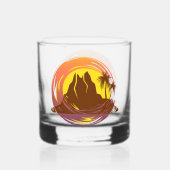 Abzeichen mit tropischer Vulkanlandschaft und Palm Whiskyglas (Rückseite)