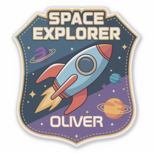 Abzeichen niedlich Space Explorer Aufkleber (Vorderseite)