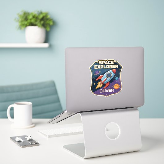 Abzeichen niedlich Space Explorer Aufkleber (Laptop auf Schreibtisch)