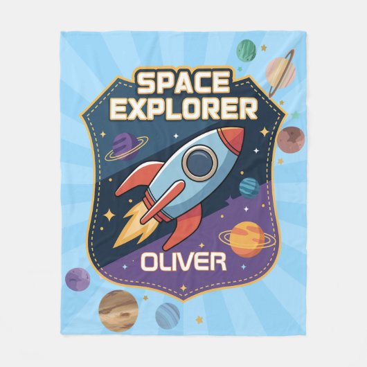 Abzeichen niedlich Space Explorer Fleecedecke (Vorderseite)