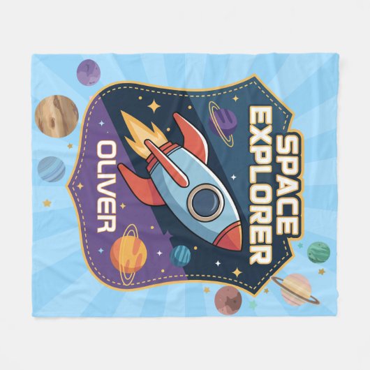 Abzeichen niedlich Space Explorer Fleecedecke (Vorderseite (Horizontal))