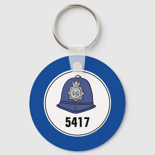 Abzeichen Nummer. Polizeihelm. Schlüsselring Schlüsselanhänger (Vorderseite)