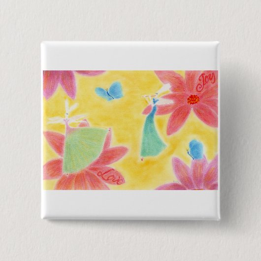 Abzeichen Pastel Color Rabbits Liebe & Joy Button (Vorderseite)