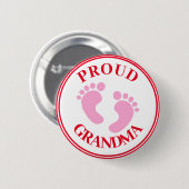 Abzeichen - Proud Oma Pink Feet Girl Button (Vorne & Hinten)