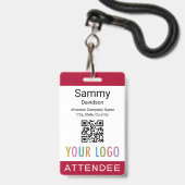 Abzeichen QR-Code-Event-Logo der Teilnehmer dunkel Ausweis (Vorderseite mit Lanyard)