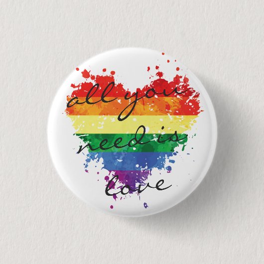 Abzeichen - Regenbogenherz, alles was du brauchst  Button (Vorderseite)