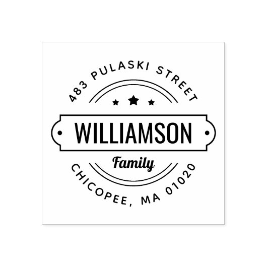 Abzeichen-Rücksendeadresse-Briefmarke Gummistempel (Prägung)