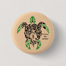 Abzeichen Schützen Sie die Schildkröten! Cagou Sty Button