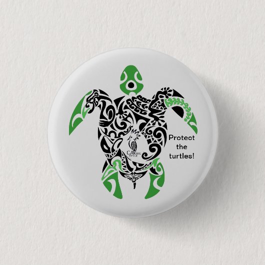 Abzeichen Schützen Sie die Schildkröten! Cagou Sty Button (Vorderseite)