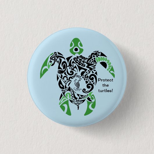 Abzeichen Schützen Sie die Schildkröten! Cagou Sty Button (Vorderseite)