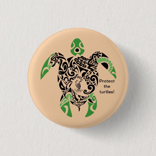 Abzeichen Schützt die Schildkröten! Cagou Stil Button (Vorderseite)