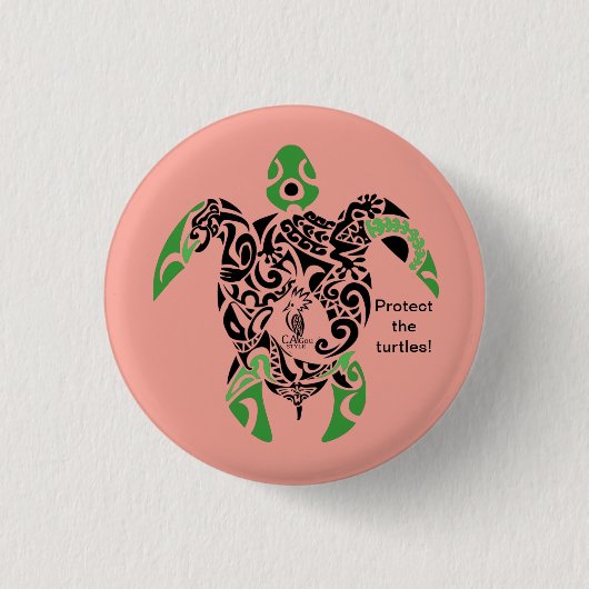 Abzeichen Schützt die Schildkröten! Cagou Stil Button (Vorderseite)