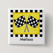 Abzeichen "Schwarz-weiß Waving Checkered Flag Name Button (Vorderseite)