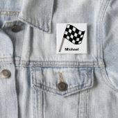 Abzeichen "Schwarz-weiß Waving Checkered Flag Name Button (Beispiel)