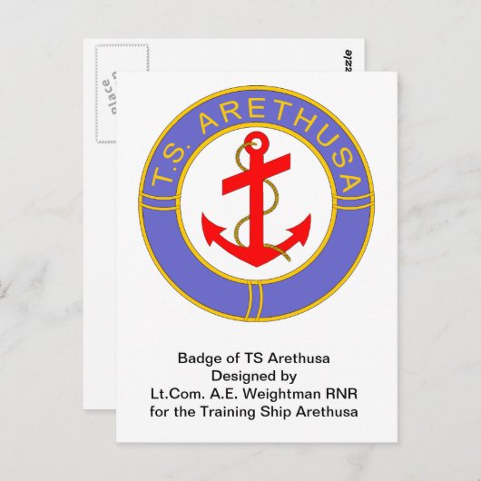 Abzeichen TS Arethusa Postkarte (Vorne/Hinten)