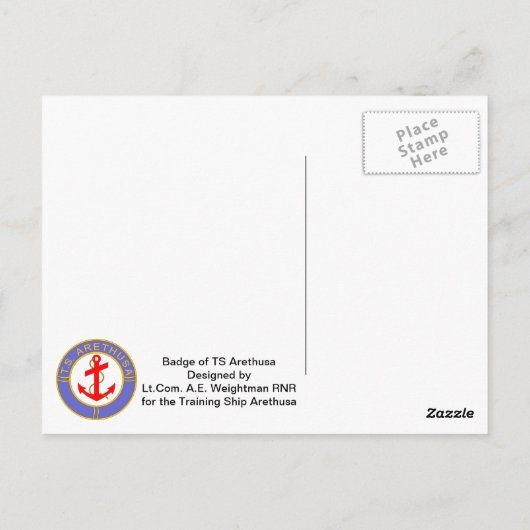 Abzeichen TS Arethusa Postkarte (Rückseite)