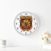 Abzeichen und Flagge der Feuerwehr Große Wanduhr (Zuhause)
