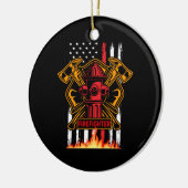 Abzeichen und Flagge der Feuerwehr Keramik Ornament (Links)