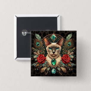 Abzeichen Vintag Siamese Cornish Rex Cat Art Button