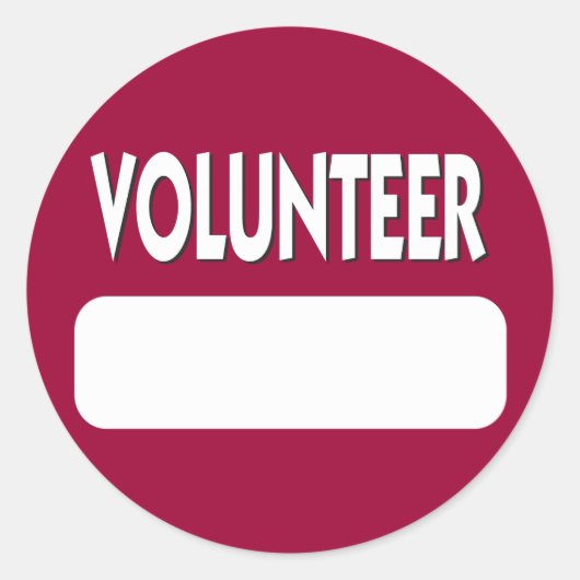 Abzeichen "Volunteer Name" Runder Aufkleber (Vorderseite)