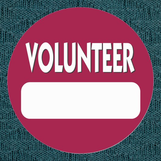 Abzeichen "Volunteer Name" Runder Aufkleber
