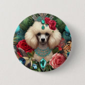 Abzeichen Weiße Pudel Kunst Button (Vorderseite)