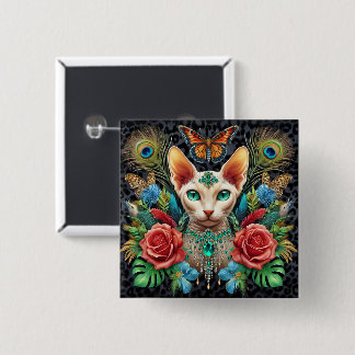 Abzeichen Weiße Sphynx-Katze Kunst Button