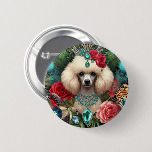 Abzeichen White Poodle Art Button
