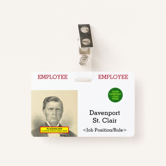 Abzeichen zur Identifizierung des Bediensteten Ausweis (Vorderseite mit Klammer)