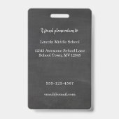 Abzeichen zur Identifizierung von Schullehrern Ausweis (Rückseite)